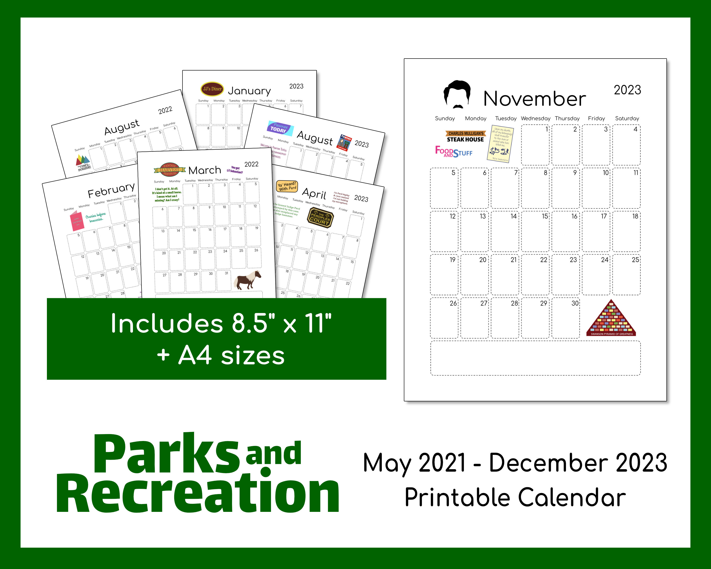 Parks & Recreation Printable Calendar May 2021 December Etsy