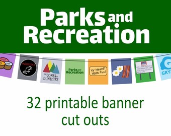 Parks and Recreation Printable Party Banner | Digital File Only | 4"x5" Cut Outs | Instant PDF Download