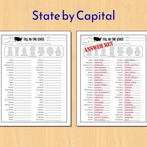 Estados y capitales de EE. UU. / Hojas de trabajo de cuestionarios minimalistas, tarjetas flash y plantilla de investigación / Descarga instantánea de PDF / 8.5"x11" imagen 6