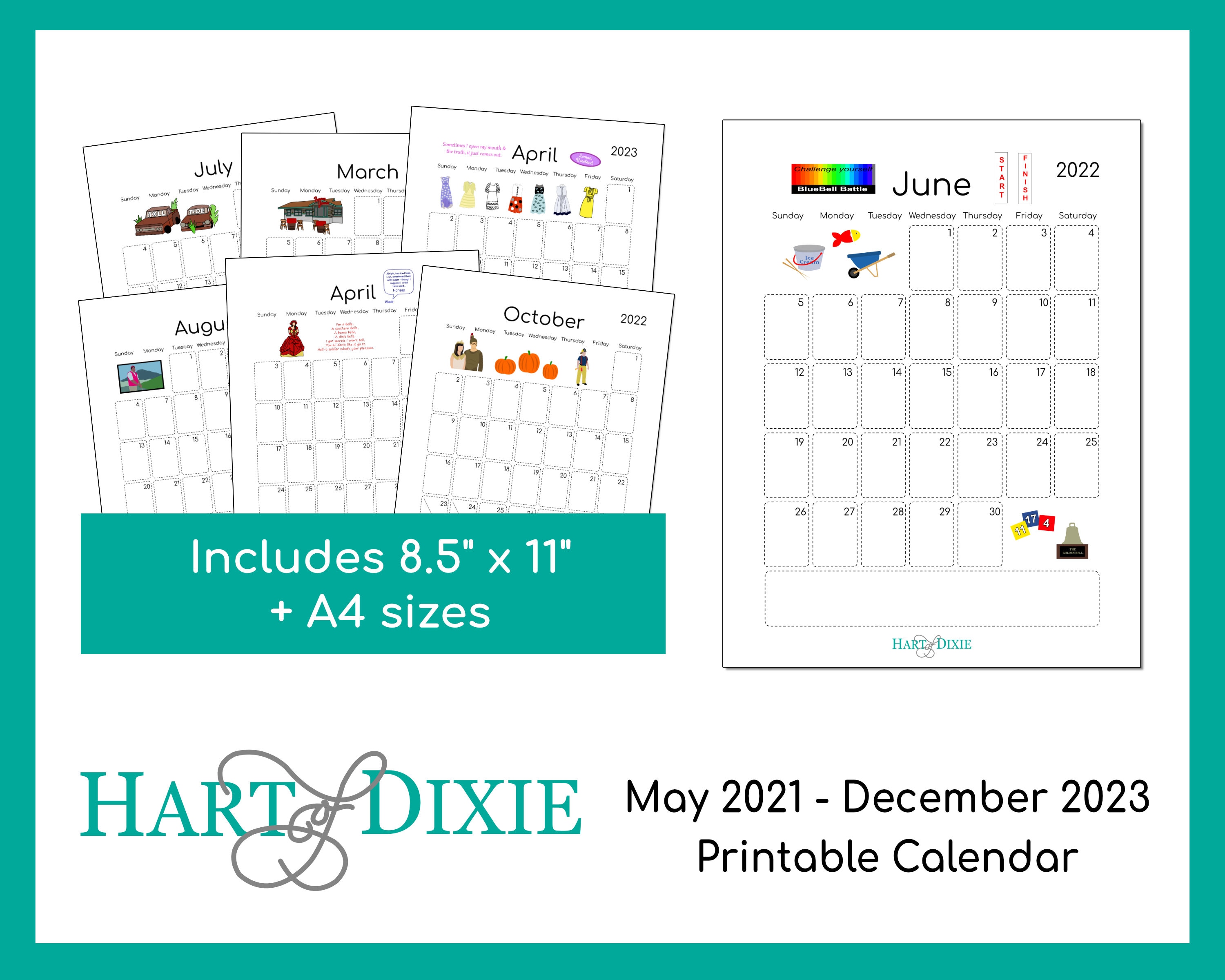 Hart of Dixie Printable Calendar May 2021 December 2023 Etsy