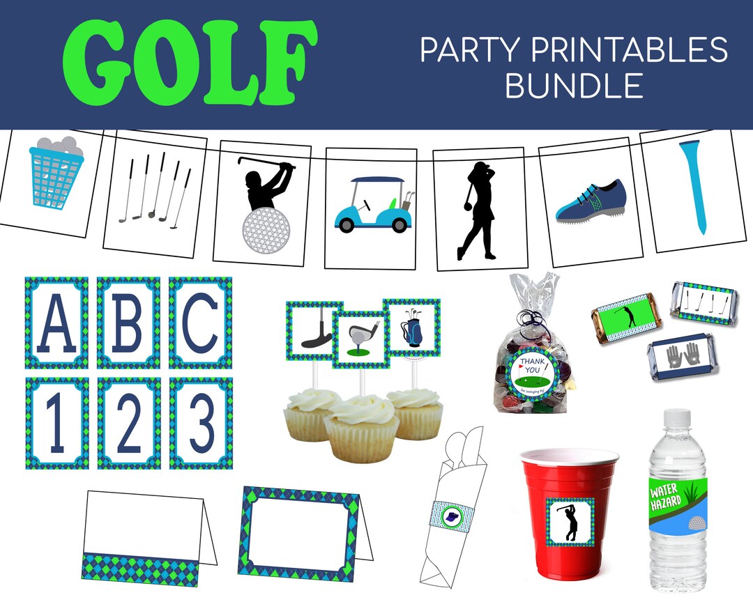 Golf Party Pack Printables Bundle Digital Files Only Instant Download 8 ...