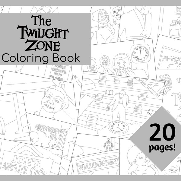 The Twilight Zone Printable Coloring Book | 20 Coloring Pages | Instant Download | PDF File | 11"x8.5" and A4 Sizes Included