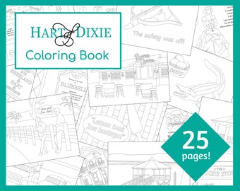 Hart of Dixie Printable Coloring Book | 25 Coloring Pages | Instant Download | PDF File | 11"x8.5" and A4 Sizes Included