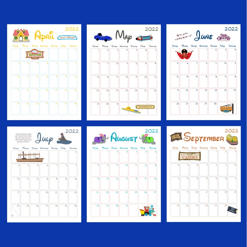 2021 2022 Disneyland Printable Calendar Instant Download Etsy
