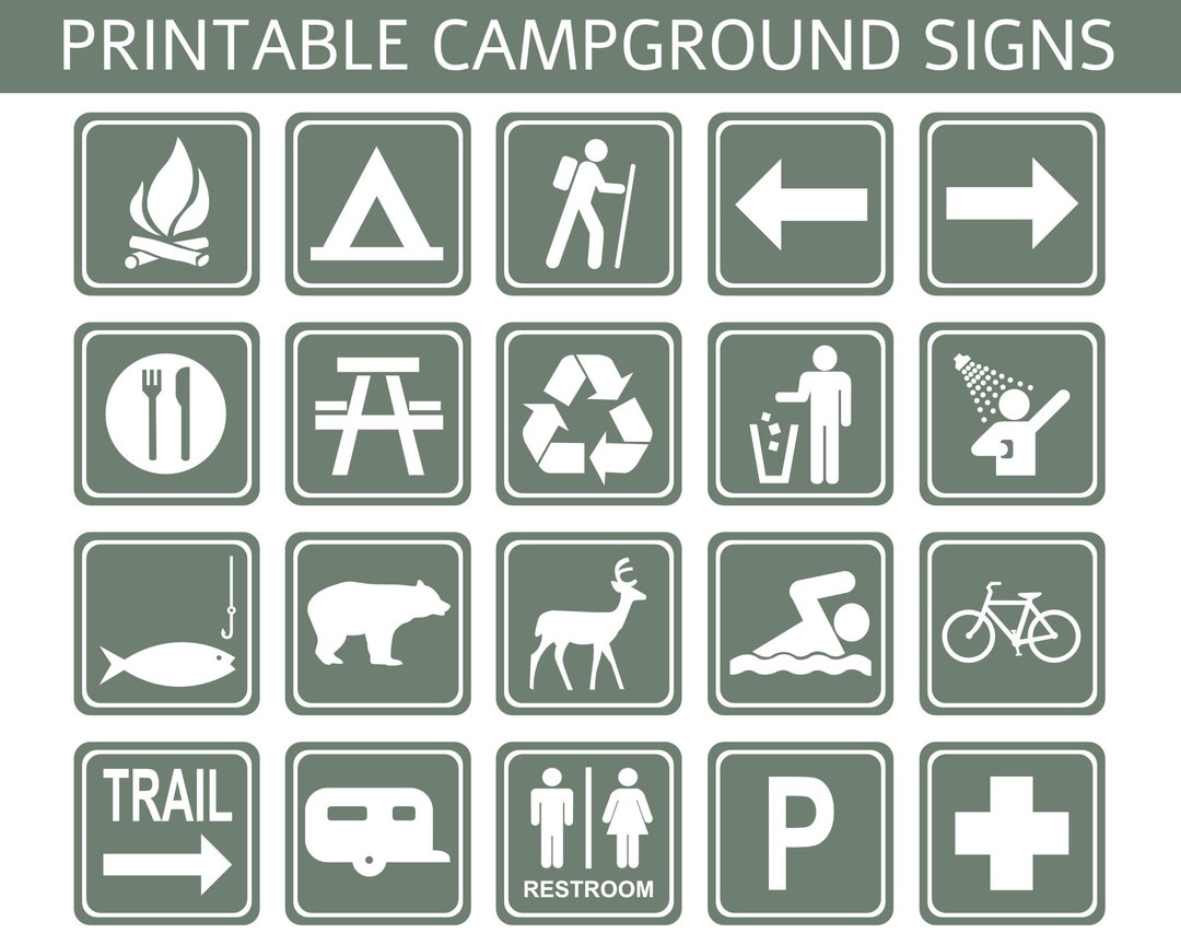 Campground Recreation Signs, Sage | 8 campground-recreation-signs-sage-8-squares-20-images-digital-files-only-instant-pdf-download-a4-8-5-x-11-page-sizes-etsy