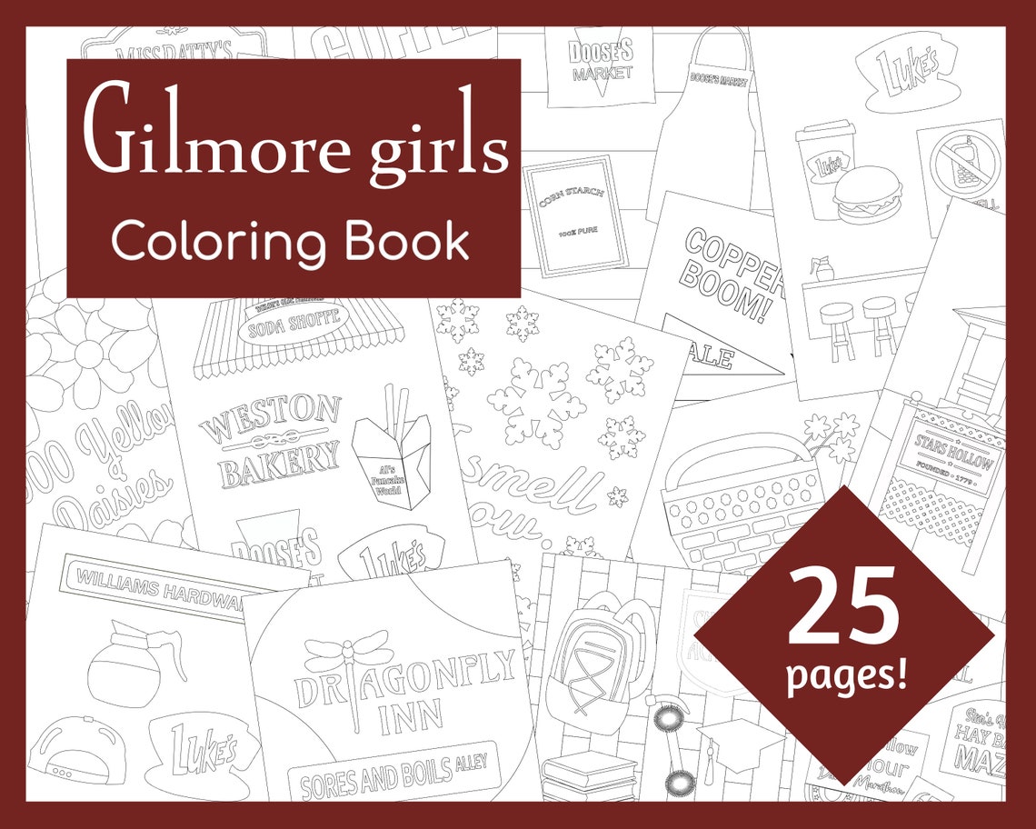 Gilmore Girls Printable Coloring Book 25 Coloring Pages | Etsy