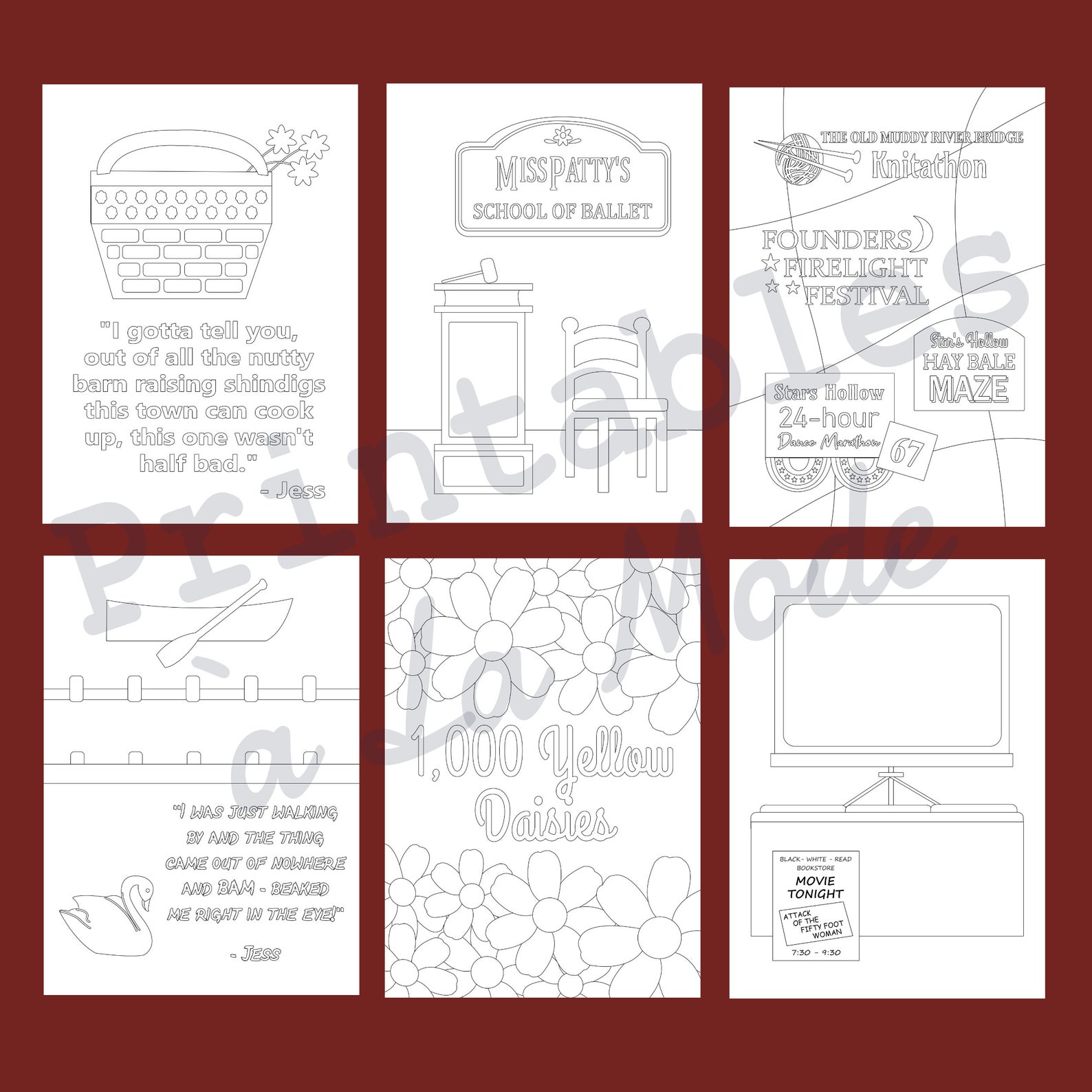Gilmore Girls Printable Coloring Book 25 Coloring Pages | Etsy