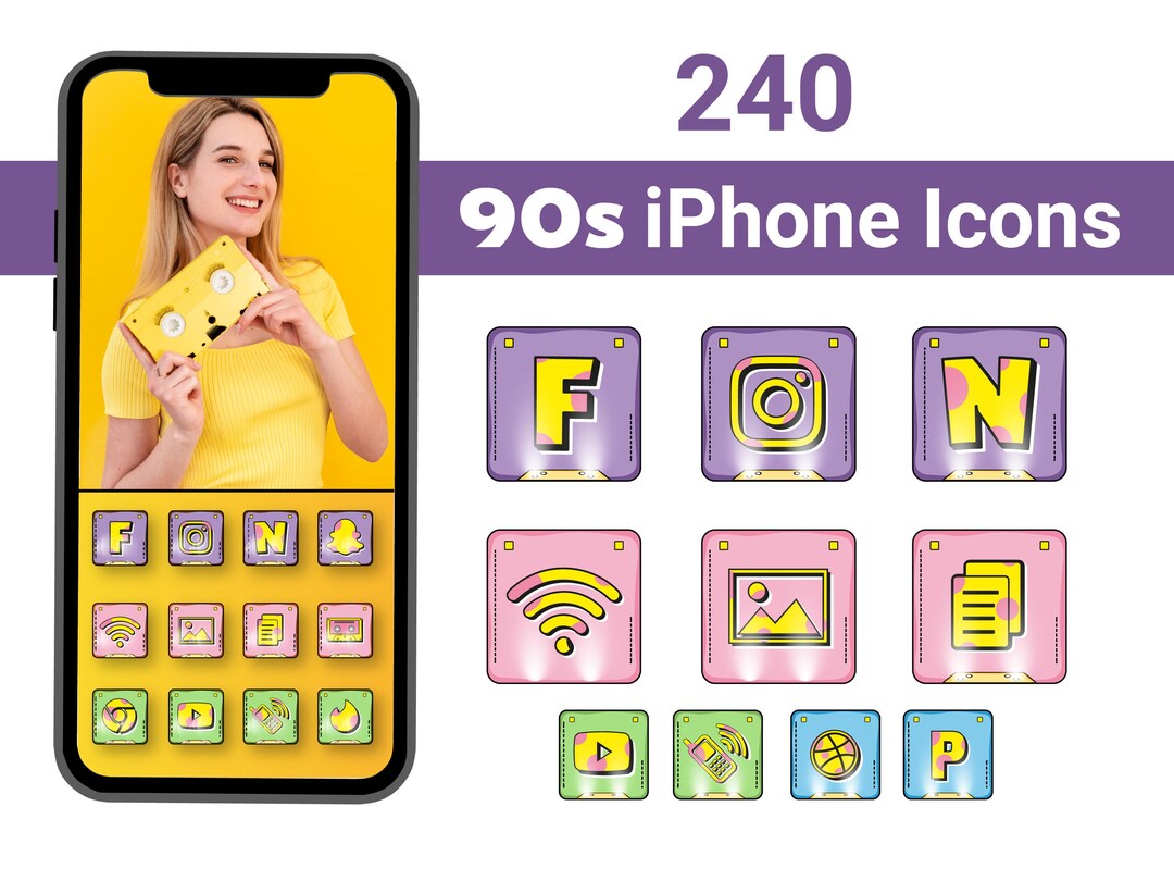 90s Retro App Icon Pack: Ios Social Media Icons (digital Download) - Etsy