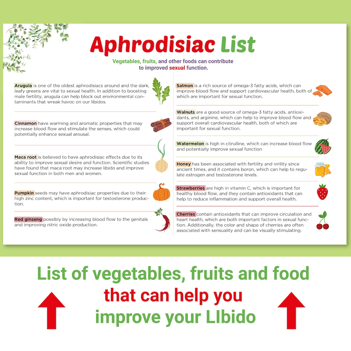 Aphrodisiac List, List of Aphrodisiac Vegetable , Aphrodisiac Food List