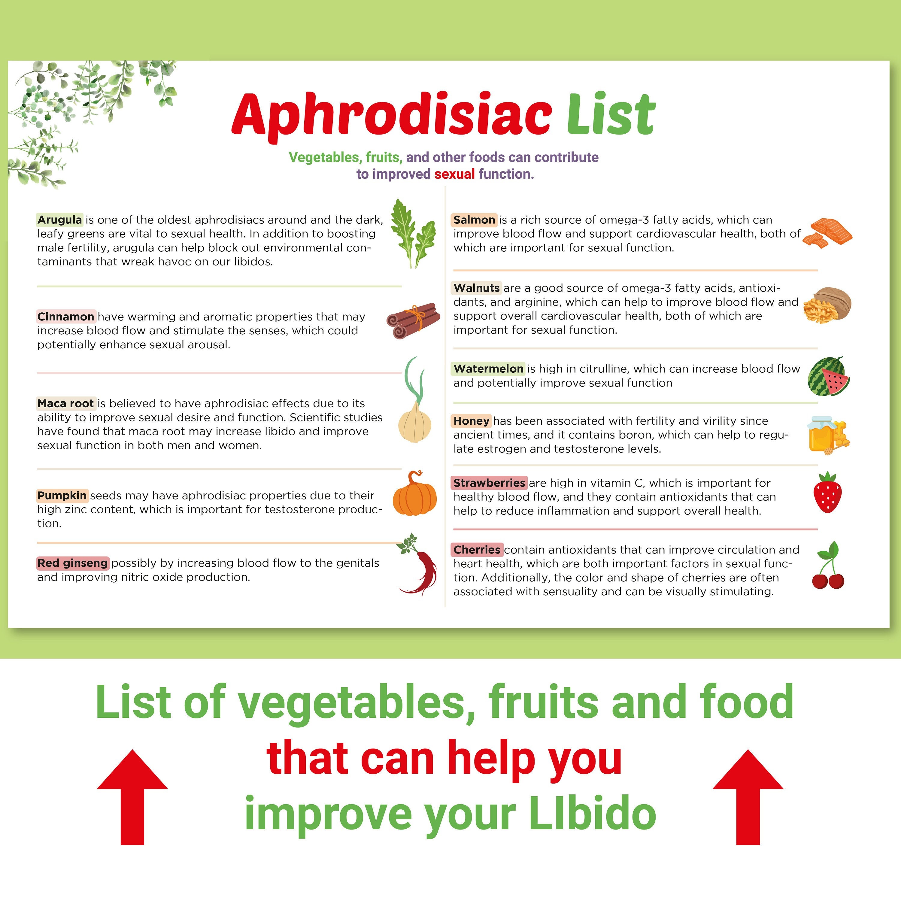 Aphrodisiac List, List of Aphrodisiac Vegetable , Aphrodisiac Food List