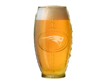 New England Patriots Football Glass: Etched Glass, Double-Sided, Limited Stock