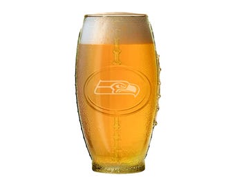 Seattle Seahawks Football Glass: Etched Glass, Double-Sided, Limited Stock