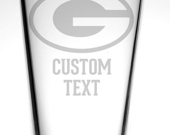 Green Bay Packers Pint Glass-Packers Custom Pint-Personalized Sports Gift-Football-NFL gift-Wisconsin-Custom Packers Glass-Aaron Rodgers