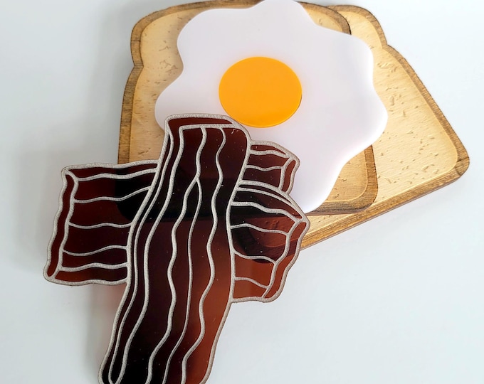 Bacon and Egg Coasters: Humorous Breakfast Drink Coasters, Set of 4