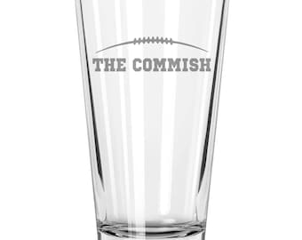 Fantasy Football Pint Glass-The Commish-Etched Glass