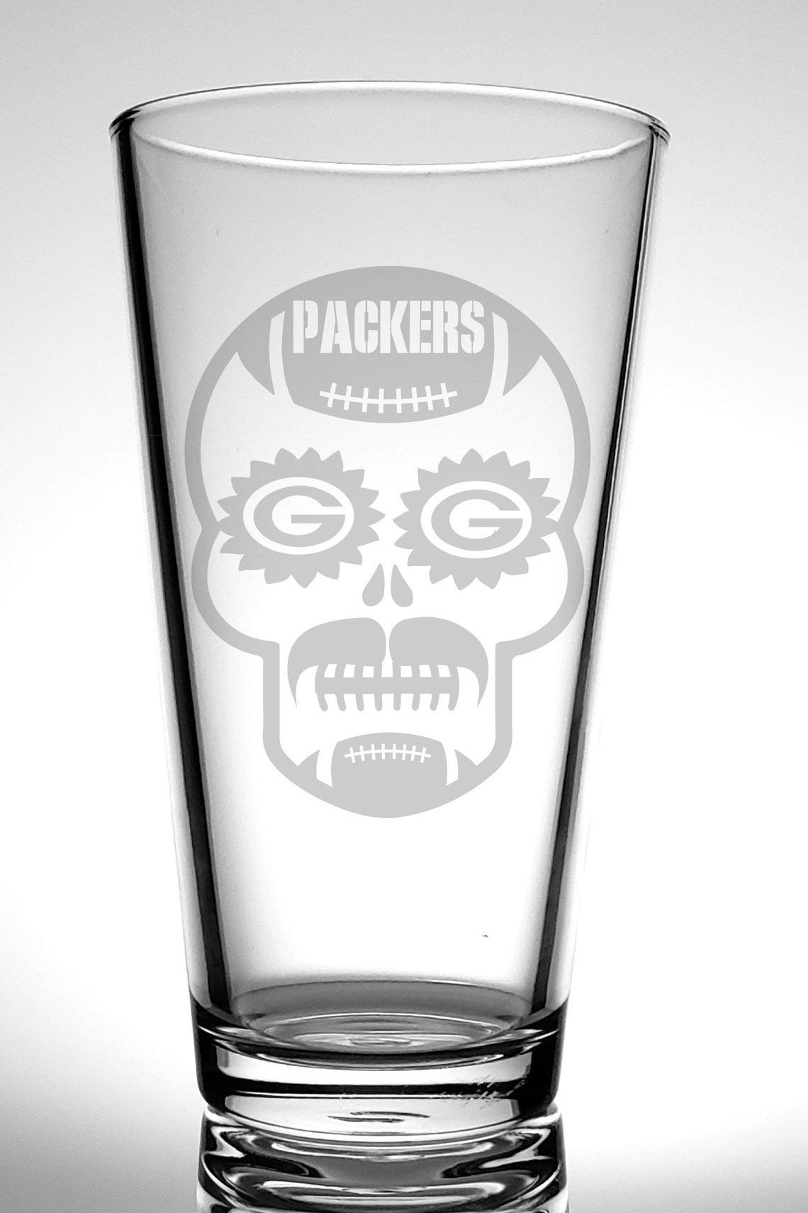 Day of the Dead Pint Glassesgreen Bay Packersaaron Rodgers Mustache