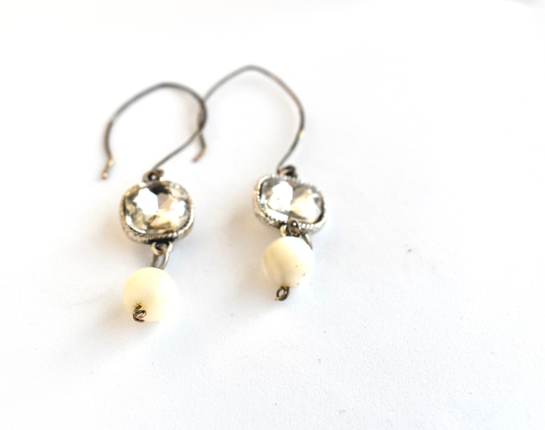 Alabaster and Rhinestone Artisan Earrings for Women
