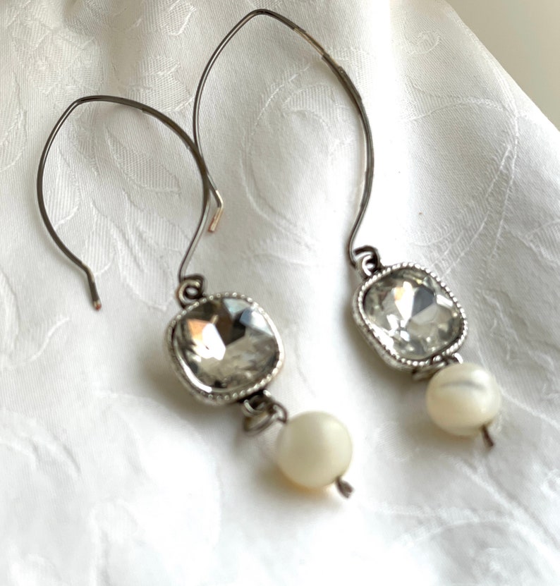 Alabaster and Rhinestone Artisan Earrings for Women