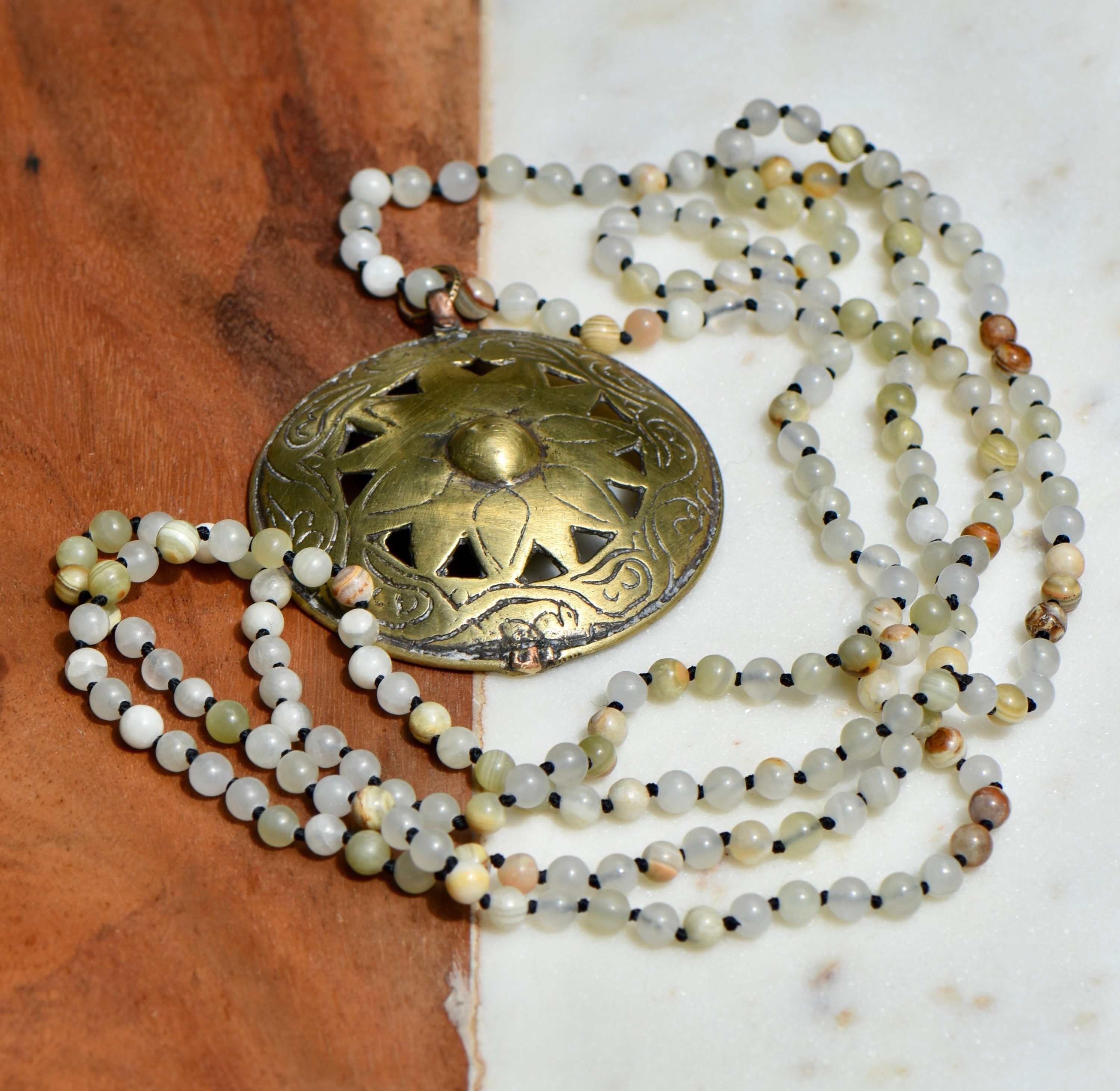 Brass and Agate Shamanic Necklace