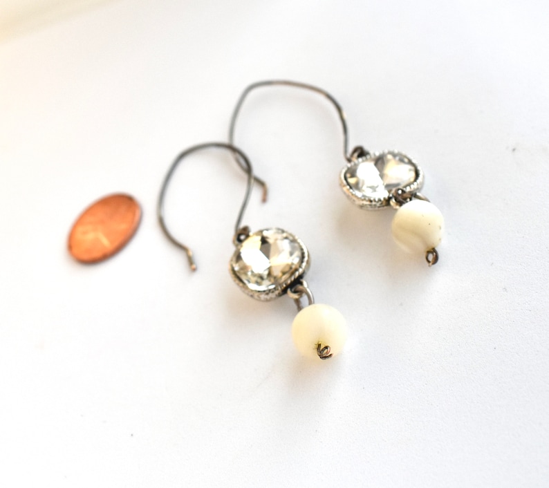 Alabaster and Rhinestone Artisan Earrings for Women
