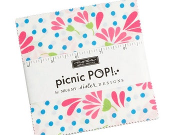 Picnic Pop, Charm Pack, Summer Fabric, Me and My Sister Designs, Moda Fabrics, Precut Fabric