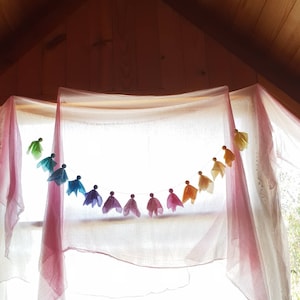 Vintage Silk Pastel 14 Angel Bunting Made with Vintage Silk