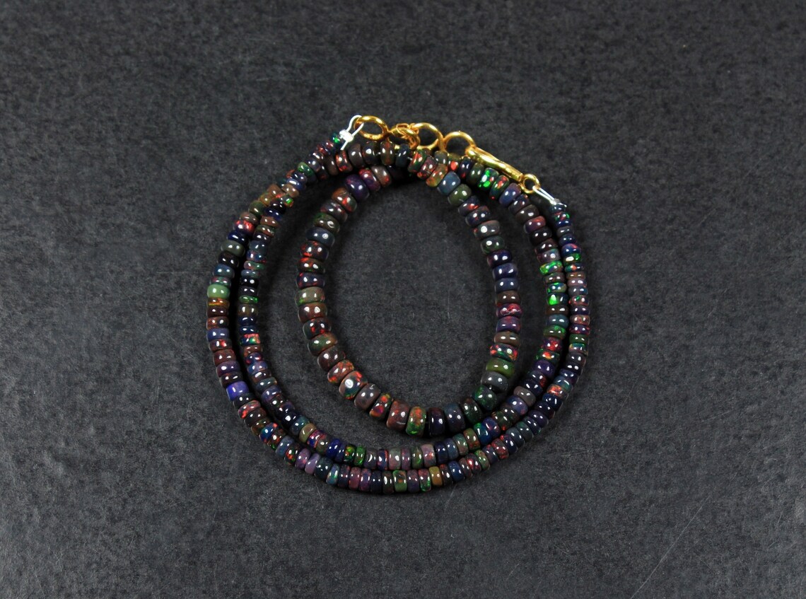 Natural Black Opal Fire Beads/Roundel Beads/3-5 mm | Etsy