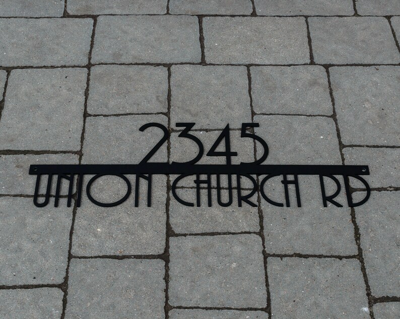 House Number Plaque Modern House Numbers Metal Address Sign Etsy