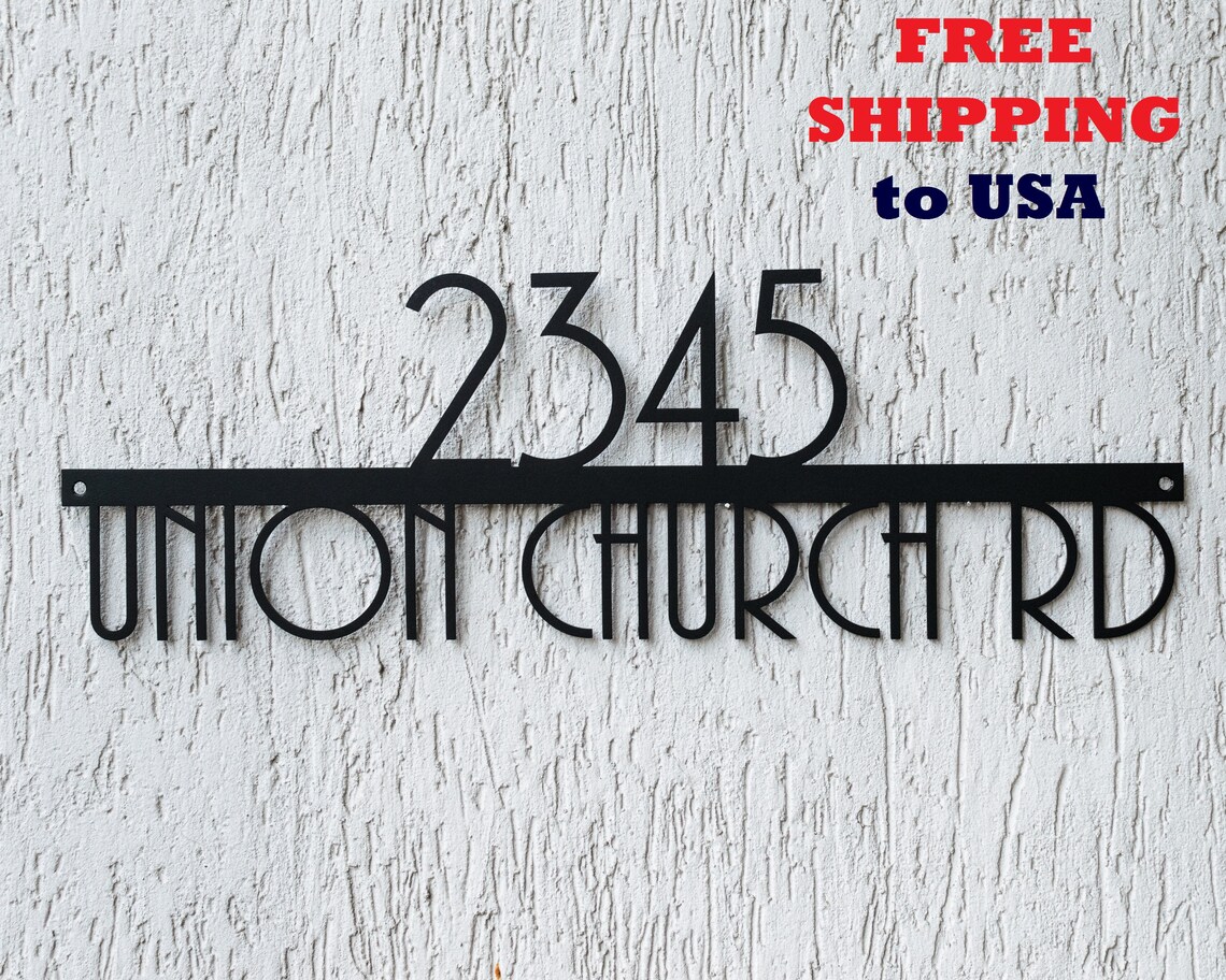 House Number Plaque Modern House Numbers Metal Address Sign Etsy Canada