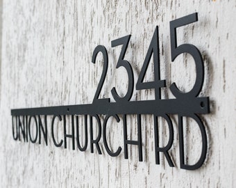 Large Metal House Number Sign, Modern Address Plaque, Custom Street Name