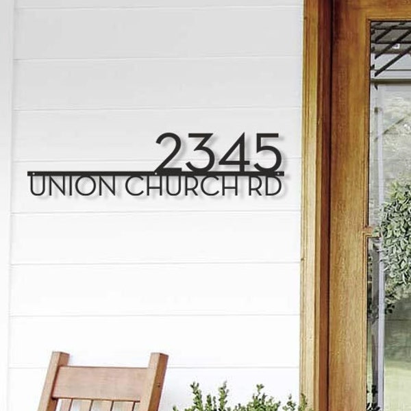 Modern Metal House Number Sign, Custom Address Plaque