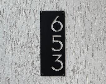 Modern Metal House Number Sign, Personalized Address Plaque