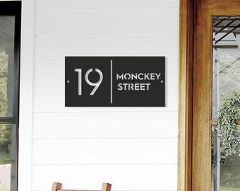 Modern Metal House Number Sign, Personalized Address Plaque