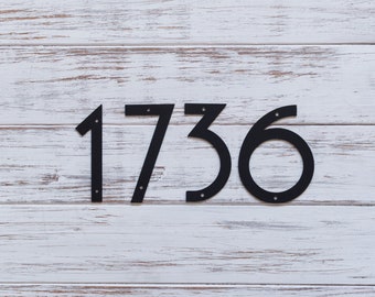 4 inch Metal House Numbers, Modern Address Sign