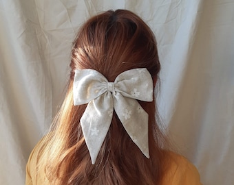 Butterfly Bow Hair Clip, Large Hair Bow, Upcycled Sailor Bow Barrette, Bow with Tails, Sustainable Hair Accessory, Gift Ideas