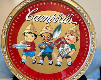 Vintage Campbell's Soup 13" Serving Tray Round Tin Metal - Campbell Serving Tray