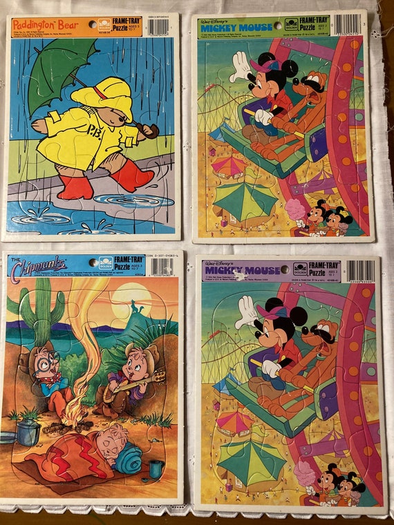 Four Whimsical Frame-Tray Puzzles Including Two Disney Mickey Mouse (1984); The Chipmunks (1990) and Paddington Bear (1989)