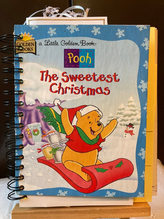 Pooh The Sweetest Christmas a Little Golden Book Christmas Journal - A Vintage 1996 Little Golden Book Recrafted Journal