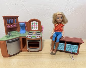 Fisher Price Loving Family Dollhouse Kitchen & Table + Abigail Doll