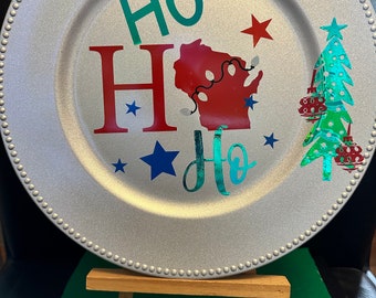 Ho Ho Ho Christmas Plate - Personalized Plate with YOUR State - Christmas Decoration