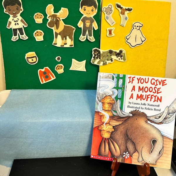 If you Give a Moose A Muffin Flannel Board Story - Felt Story - 15 Piece to Retell Story