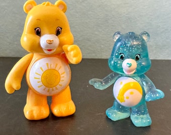 Two Wounderful Care Bear Figures - Care Bear Figures - Funshine and Glitter Care Bear - Rare