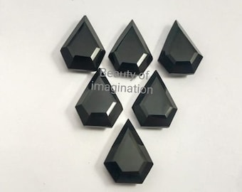 10 Pcs 13X8 mm Natural Black onyx Kite Shape step cut Jewelry Making Loose Gemstone both side flat step cut