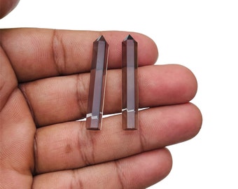 1 pair Pencil Shape Gemstone Natural smoky Loose Faceted Gemstone 40X6mm AAA Gradefree drilling available