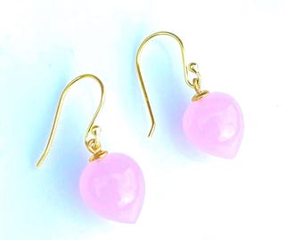 Pink chalcedony Earring Pink chalcedony  Drops Earrings 925 Sterling Silver Earrings Gold Earring Drops Earring