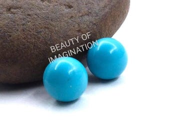 8X8mm to 20X20mm 1 Pair Blue turquoise Quartz  Balls,Smooth Briollete