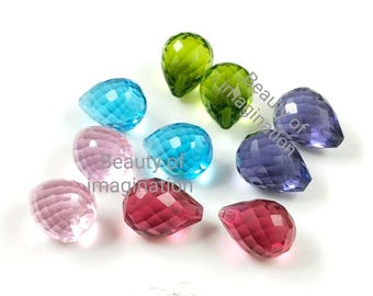7X10mm to 13X18mm Half top drilled 1Pair of drop Briolette cut Faceted drop shape, High Polished,Handmade,Superb Item hydro quartz