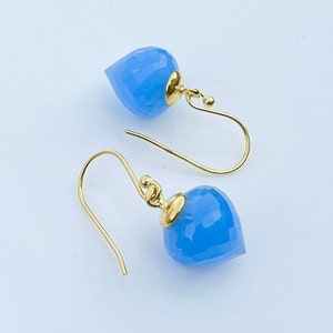 Blue chalcedony Earring blue chalcedony Drops Earrings 925 Sterling Silver Earrings Gold  Earring Drops Earring