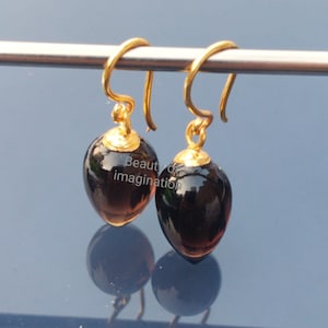 Natural Smoky quartz gold Earrings, November Birthstone,Smoky quartz Drop Earrings, Smoky drops  Gold Vermeil Jewelry Gift For Her.