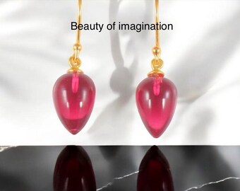 Pink Tourmuline quartz Earrings, November Birthstone,Gold Vermeil Pink tourmaline Drop Earrings,Jewelry Gift For Her.